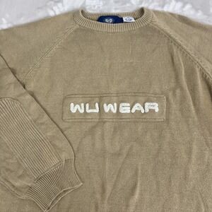 Vintage Wu Wear Sweater Mens XXL Tan Cozy Knit Cotton 90s Normcore Preppy Hiphop